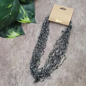 ZAD Silver Bead & Metallic Glass Bead Thread Necklace NEW